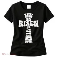 Easter Cross He Is Risen Jesus Christian Women's T-Shirt thumb 0