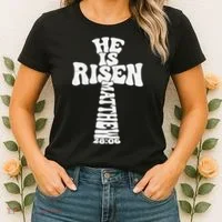 Easter Cross He Is Risen Jesus Christian Women's T-Shirt thumb 2