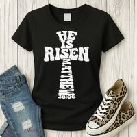 Easter Cross He Is Risen Jesus Christian Women's T-Shirt thumb 3