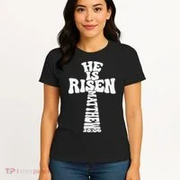 Easter Cross He Is Risen Jesus Christian Women's T-Shirt thumb 4