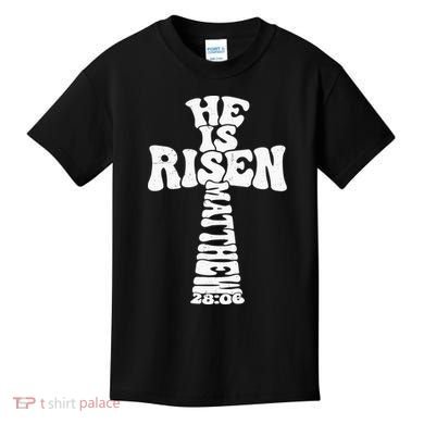 Easter Cross He Is Risen Jesus Christian Kids T-Shirt