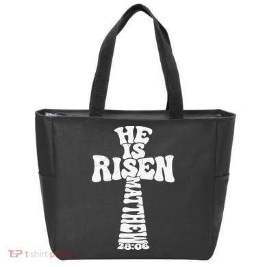Easter Cross He Is Risen Jesus Christian Tote Bag