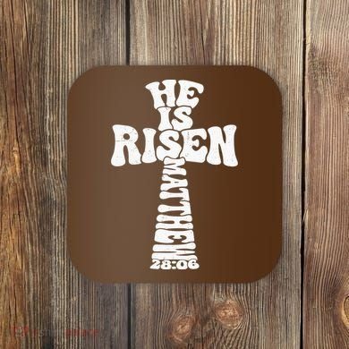 Easter Cross He Is Risen Jesus Christian Coaster