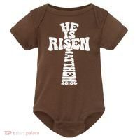 Easter Cross He Is Risen Jesus Christian Baby Bodysuit thumb 0