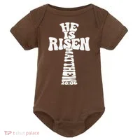 Easter Cross He Is Risen Jesus Christian Baby Bodysuit thumb 0