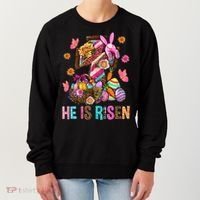 Easter Cross He Is Risen Jesus Christian Easter Day Women's Sweatshirt thumb 0