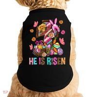 Easter Cross He Is Risen Jesus Christian Easter Day Doggie Tank thumb 0