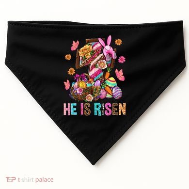Easter Cross He Is Risen Jesus Christian Easter Day USA-Made Doggie Bandana