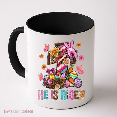 Easter Cross He Is Risen Jesus Christian Easter Day Coffee Mug