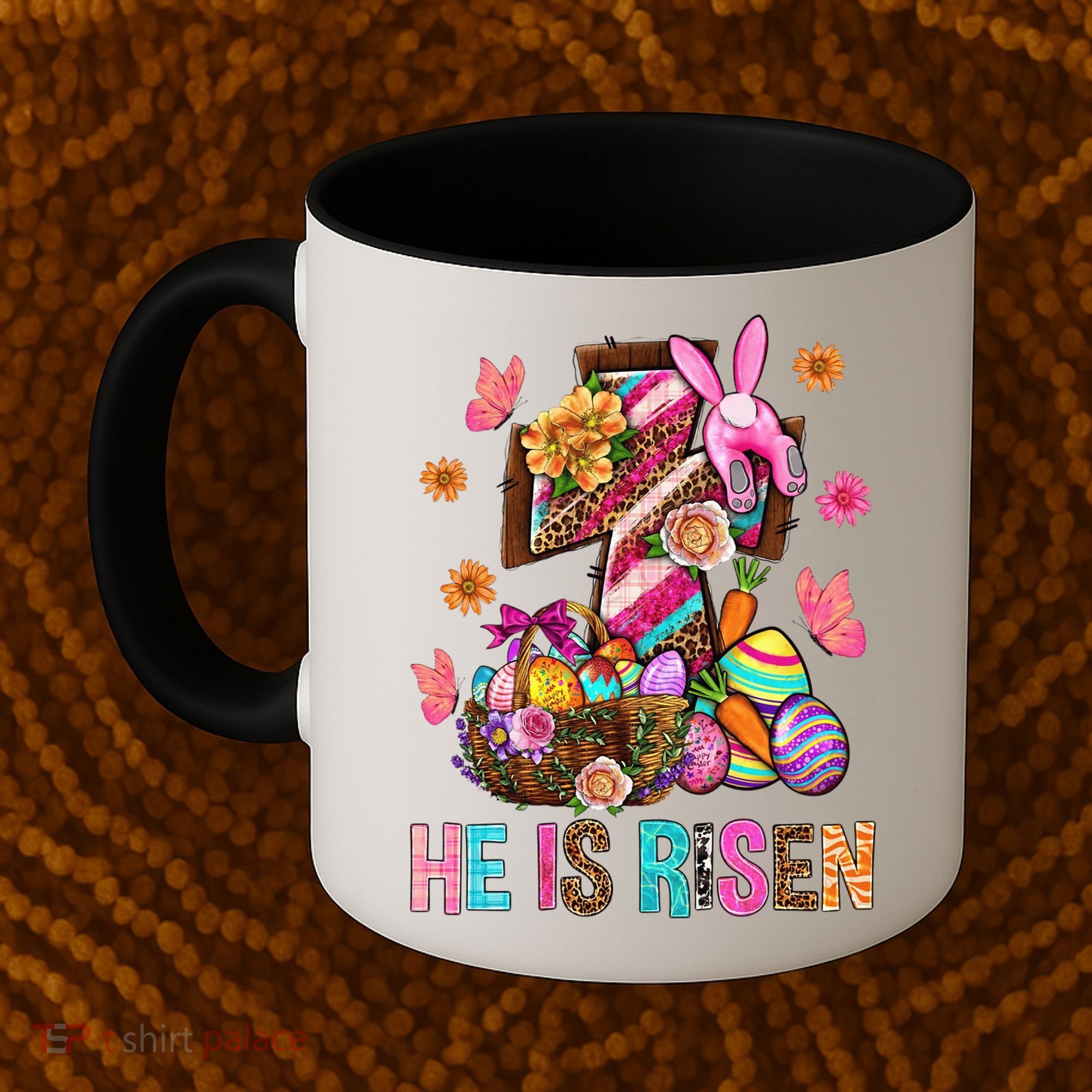 Easter Cross He Is Risen Jesus Christian Easter Day Coffee Mug