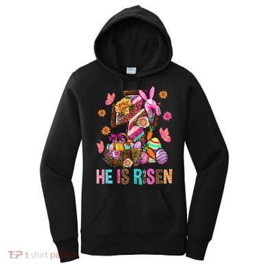 Easter Cross He Is Risen Jesus Christian Easter Day Women's Hoodie