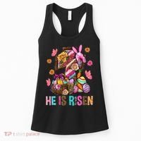 Easter Cross He Is Risen Jesus Christian Easter Day Women's Tank Top thumb 0