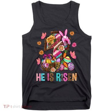 Easter Cross He Is Risen Jesus Christian Easter Day Tank Top