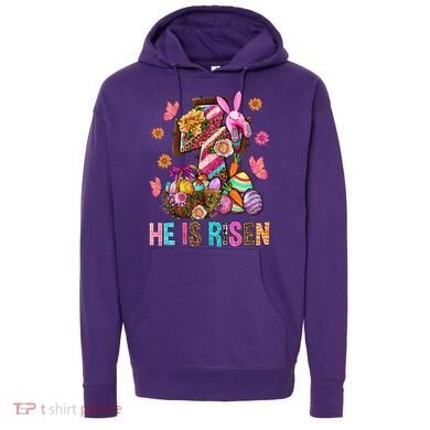 Easter Cross He Is Risen Jesus Christian Easter Day Hoodie