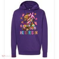Easter Cross He Is Risen Jesus Christian Easter Day Hoodie thumb 0