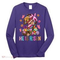 Easter Cross He Is Risen Jesus Christian Easter Day Long Sleeve Shirt thumb 0