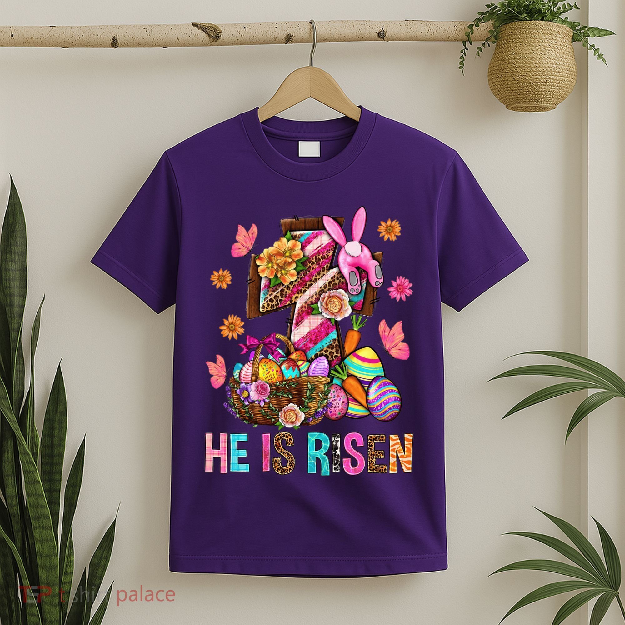 Easter Cross He Is Risen Jesus Christian Easter Day T-Shirt