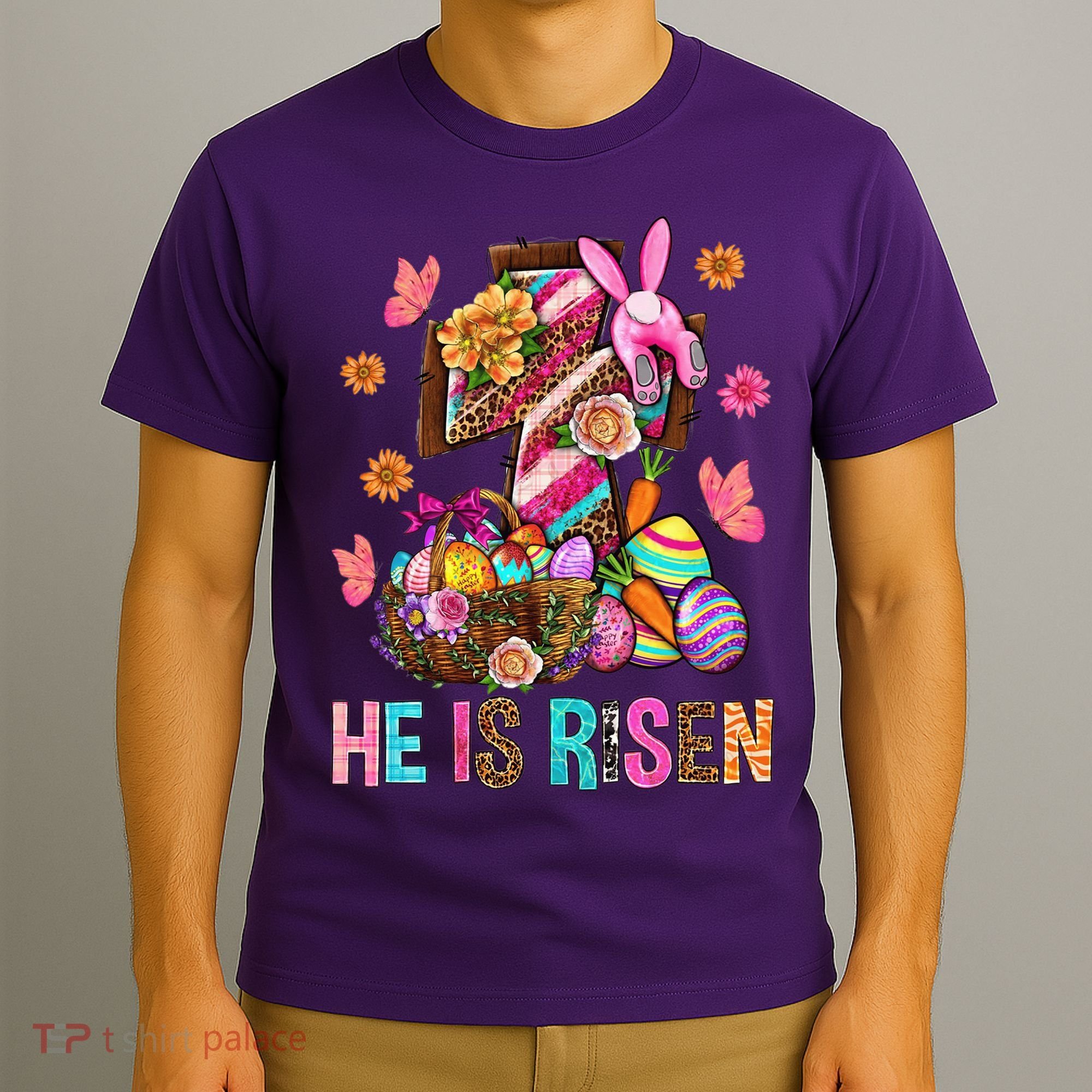 Easter Cross He Is Risen Jesus Christian Easter Day T-Shirt