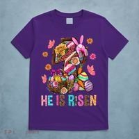 Easter Cross He Is Risen Jesus Christian Easter Day T-Shirt thumb 5