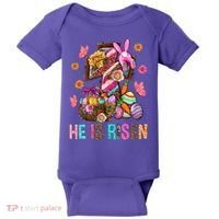 Easter Cross He Is Risen Jesus Christian Easter Day Baby Bodysuit thumb 0