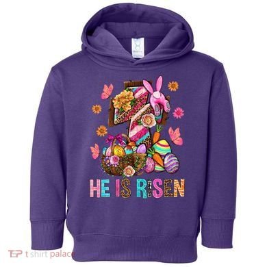 Easter Cross He Is Risen Jesus Christian Easter Day Toddler Hoodie