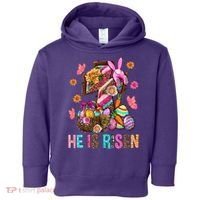 Easter Cross He Is Risen Jesus Christian Easter Day Toddler Hoodie thumb 0