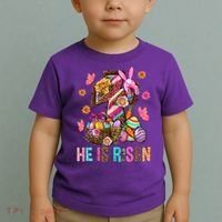 Easter Cross He Is Risen Jesus Christian Easter Day Toddler T-Shirt thumb 2