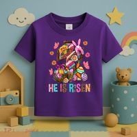 Easter Cross He Is Risen Jesus Christian Easter Day Toddler T-Shirt thumb 3