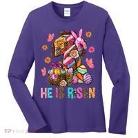 Easter Cross He Is Risen Jesus Christian Easter Day Women's Long Sleeve Shirt thumb 0