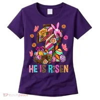 Easter Cross He Is Risen Jesus Christian Easter Day Women's T-Shirt thumb 0