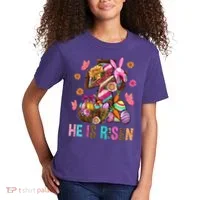 Easter Cross He Is Risen Jesus Christian Easter Day Kids T-Shirt thumb 2