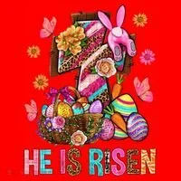 Easter Cross He Is Risen Jesus Christian Easter Day Santa Hat thumb 1