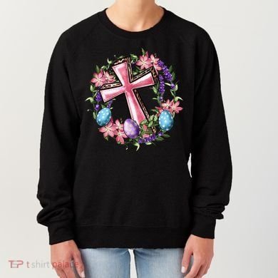 Easter Cross He Is Risen Jesus Christian Floral Style Women's Sweatshirt