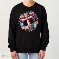 Easter Cross He Is Risen Jesus Christian Floral Style Women's Sweatshirt thumb 0