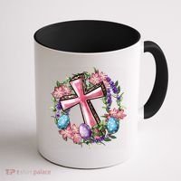 Easter Cross He Is Risen Jesus Christian Floral Style Coffee Mug thumb 1