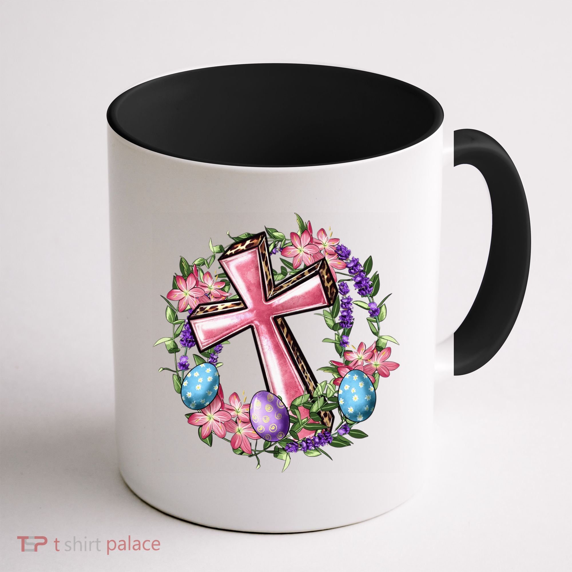 Easter Cross He Is Risen Jesus Christian Floral Style Coffee Mug