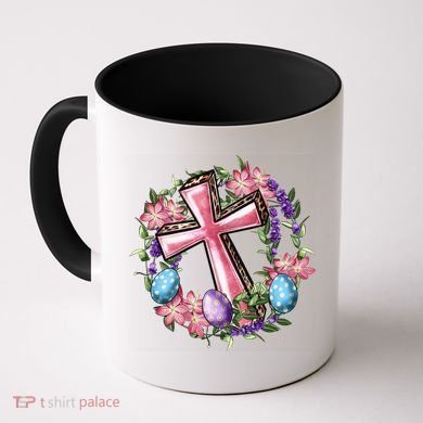 Easter Cross He Is Risen Jesus Christian Floral Style Coffee Mug