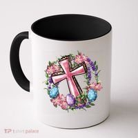 Easter Cross He Is Risen Jesus Christian Floral Style Coffee Mug thumb 0