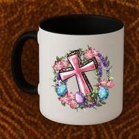 Easter Cross He Is Risen Jesus Christian Floral Style Coffee Mug thumb 2