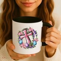 Easter Cross He Is Risen Jesus Christian Floral Style Coffee Mug thumb 3