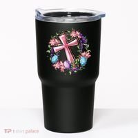 Easter Cross He Is Risen Jesus Christian Floral Style Tumbler thumb 0