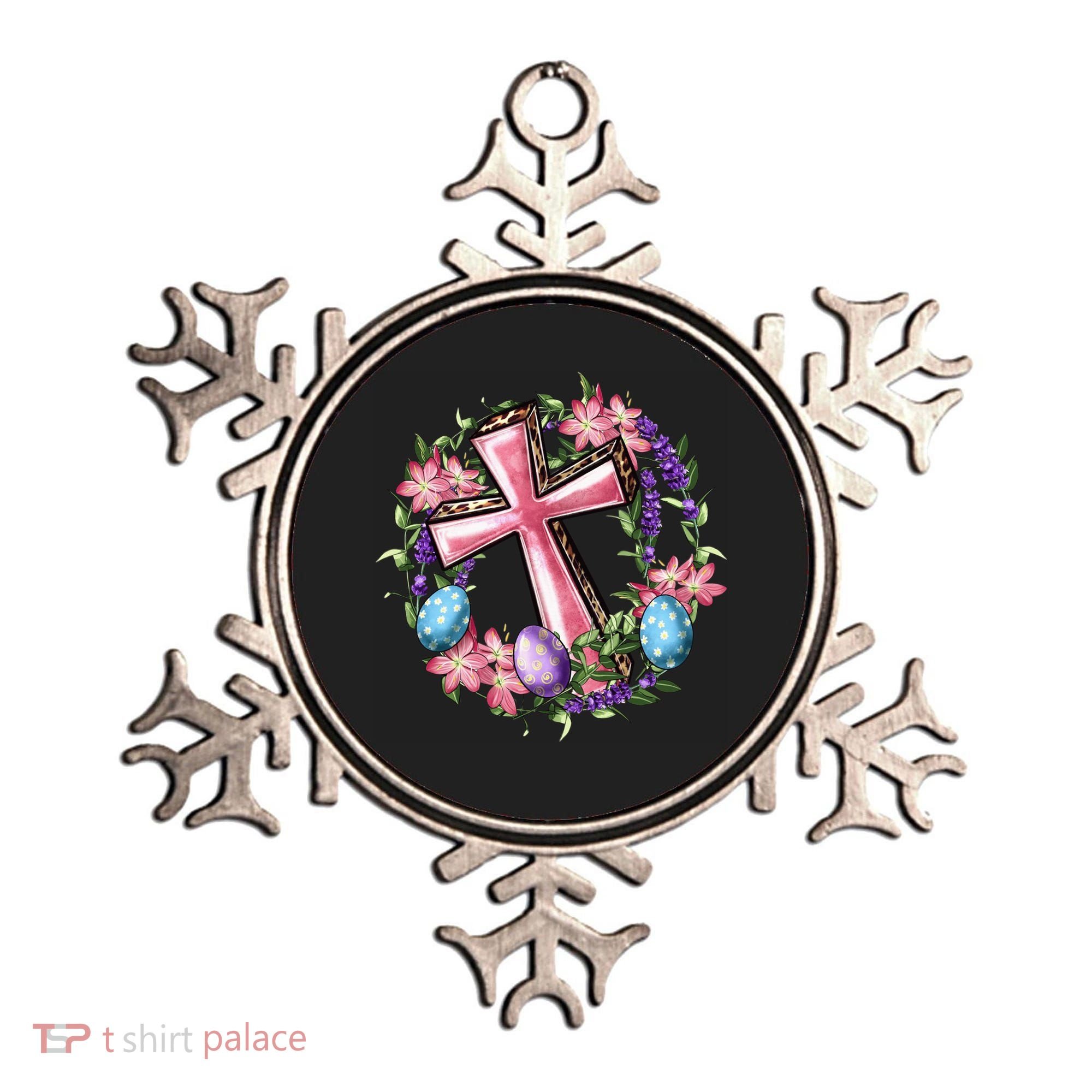 Easter Cross He Is Risen Jesus Christian Floral Style Ornament