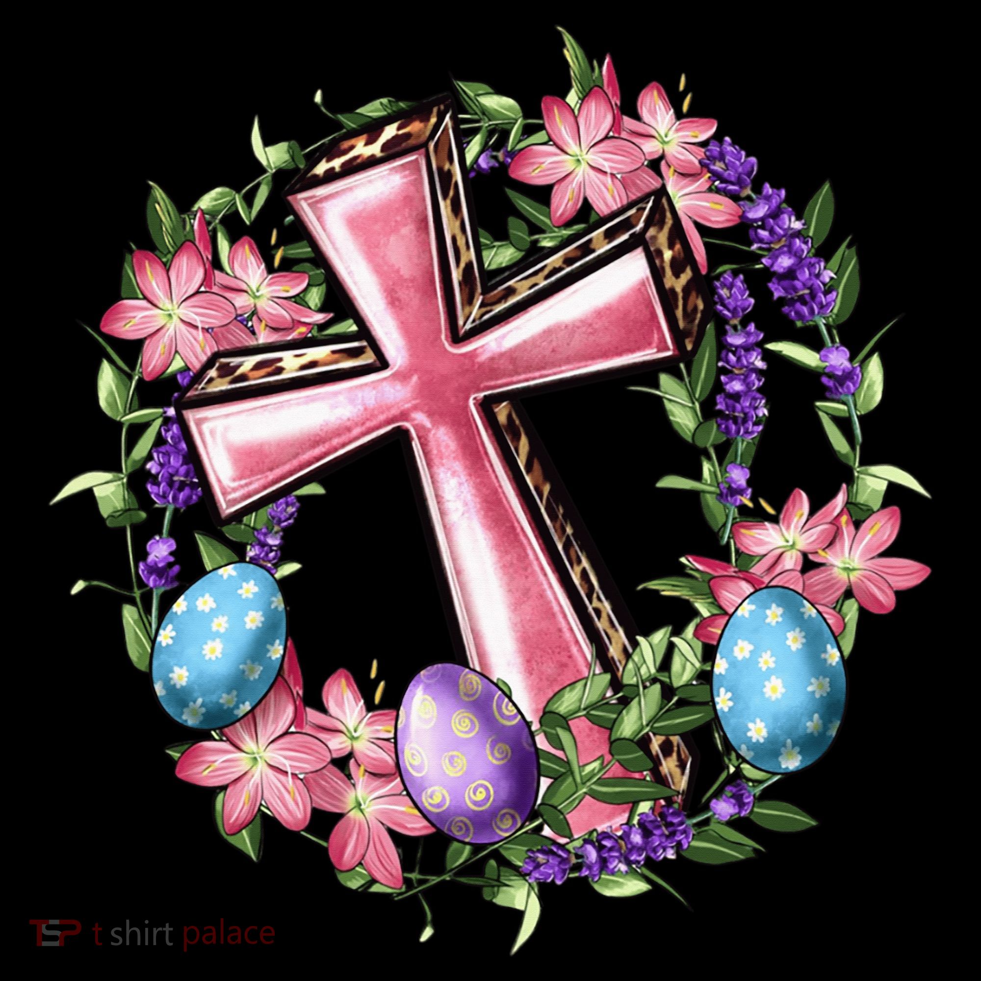 Easter Cross He Is Risen Jesus Christian Floral Style Women's Tank Top