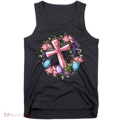 Easter Cross He Is Risen Jesus Christian Floral Style Tank Top