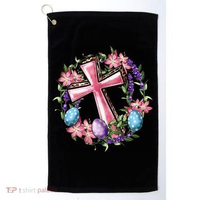 Easter Cross He Is Risen Jesus Christian Floral Style Golf Towel