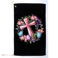 Easter Cross He Is Risen Jesus Christian Floral Style Golf Towel thumb 0