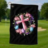 Easter Cross He Is Risen Jesus Christian Floral Style Golf Towel thumb 1