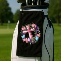 Easter Cross He Is Risen Jesus Christian Floral Style Golf Towel thumb 2