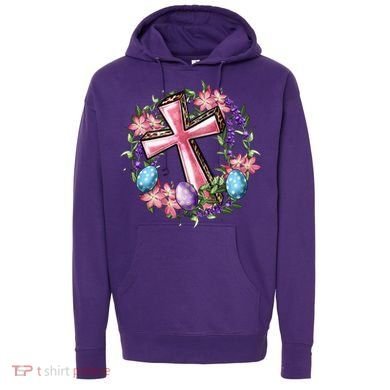 Easter Cross He Is Risen Jesus Christian Floral Style Hoodie