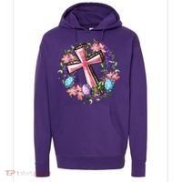 Easter Cross He Is Risen Jesus Christian Floral Style Hoodie thumb 0